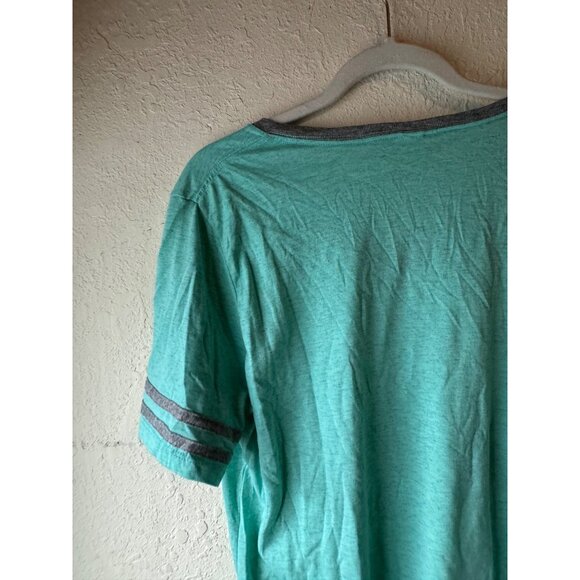 Jerzees North Carolina Aquariums V-Neck Tee XL Polyester Cotton Green Gray READ - Picture 8 of 10